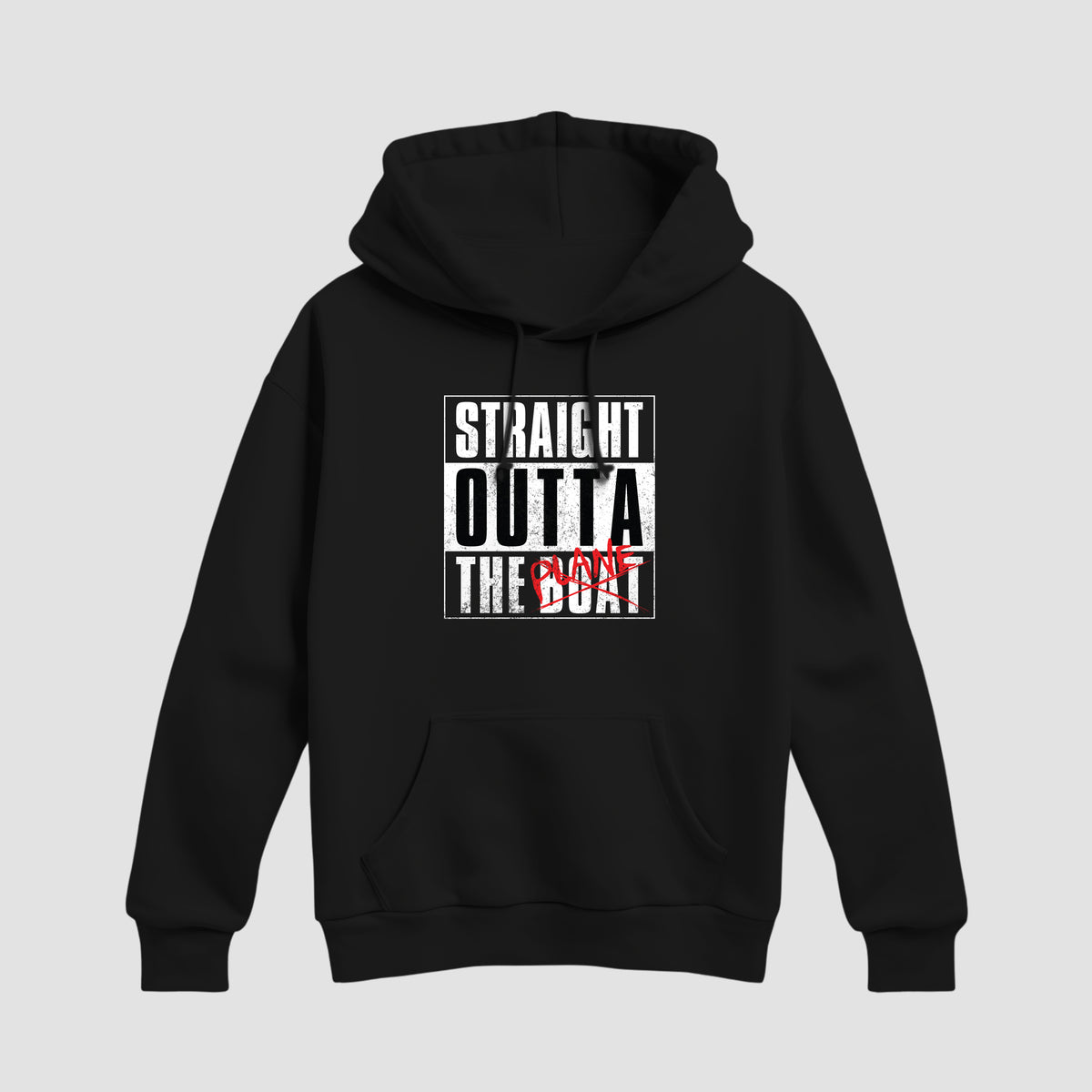 Straight Outta the Boat/Plane Black Premium Pullover Hoodie